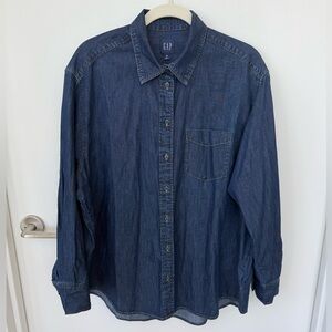 Gap Chambray Denim Big Shirt - Size M - Dark Wash